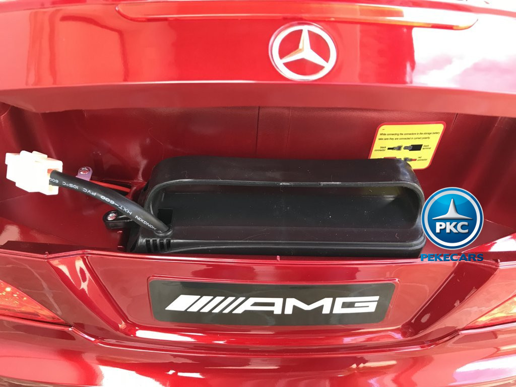 Coche electrico infantil Mercedes SL65 con MP4 y bateria extra Rojo Metalizado bateria en el maletero