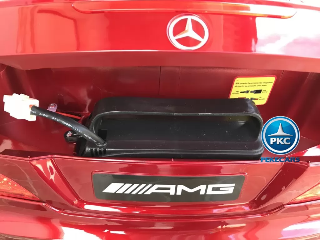 Coche electrico para niños Mercedes SL65 con MP4 Rojo Metalizado bateria en el maletero
