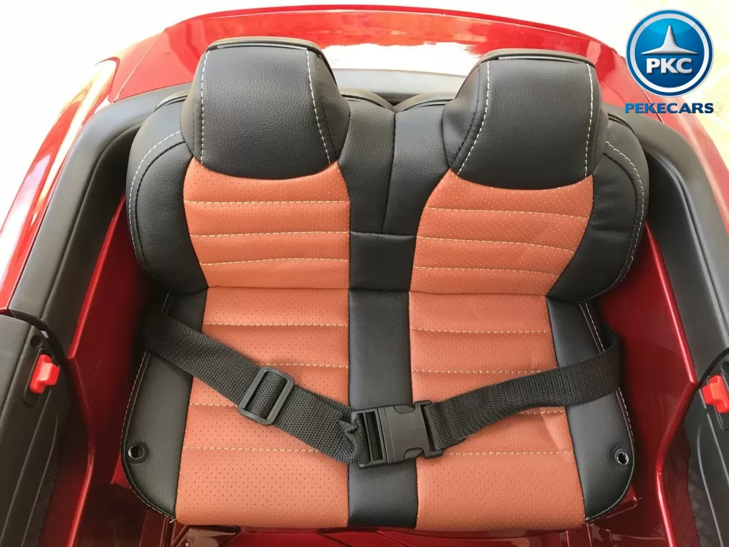 Coche electrico infantil Mercedes SL65 con MP4 Rojo Metalizado asiento acolchado en piel