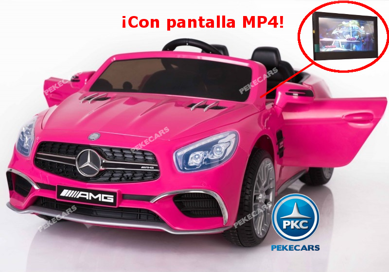 Coche electrico para niños Mercedes SL65 con MP4 Rosa vista principal