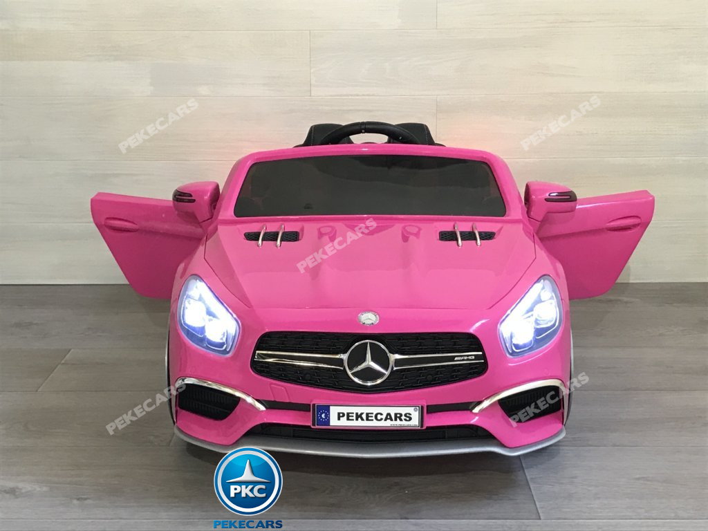 Coche electrico para niños Mercedes SL65 con MP4 Rosa vista frontal