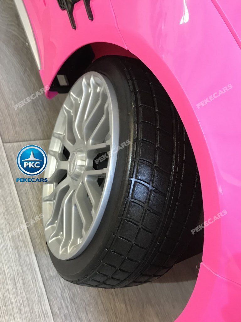 Coche electrico infantil Mercedes SL65 con MP4 Rosa con ruedas de caucho antipinchazos