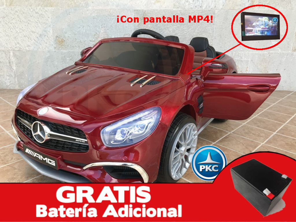 Coche electrico para niños Mercedes SL65 con MP4 y bateria extra Rojo Metalizado vista principal
