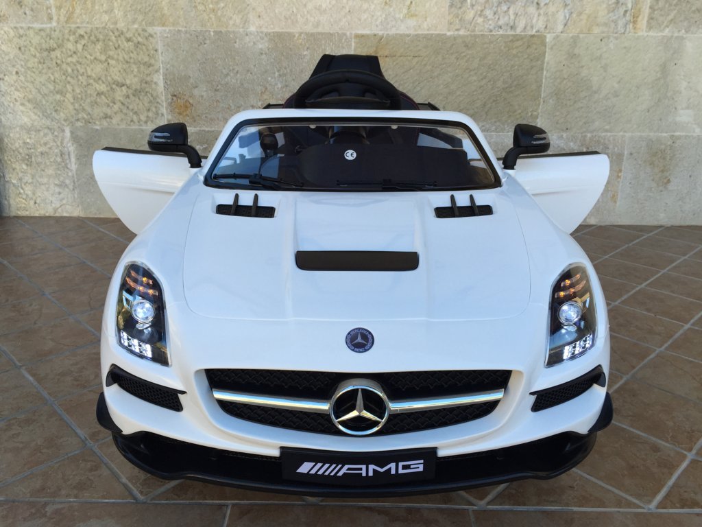Coche electrico para niños Mercedes deportivo sls Blanco vista frontal