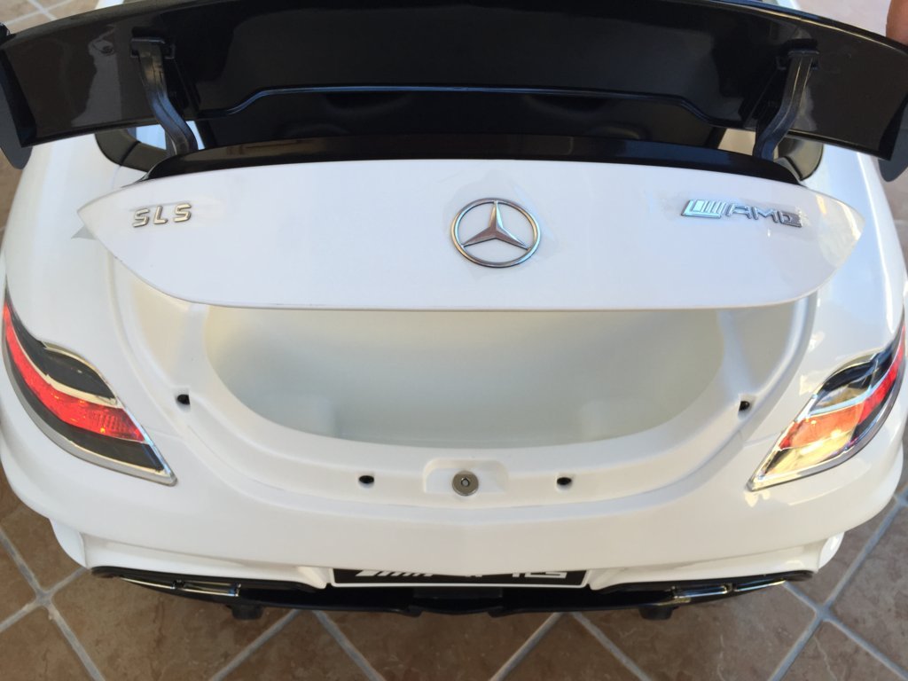 Coche electrico infantil Mercedes deportivo sls Blanco maletero