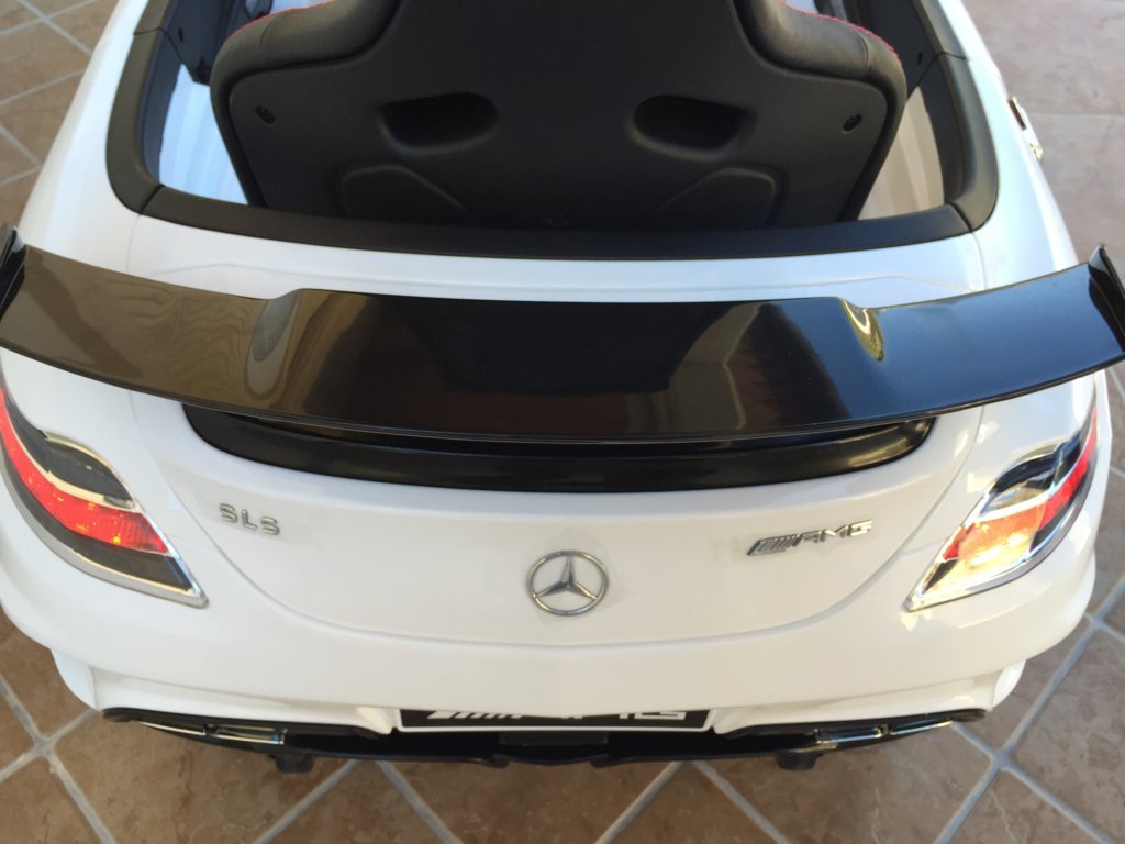 Coche electrico infantil Mercedes deportivo sls Blanco aleron trasero