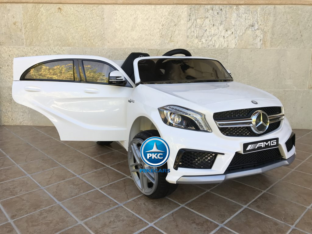 Coche electrico para niños mercedes a45 Blanco con apertura de puertas