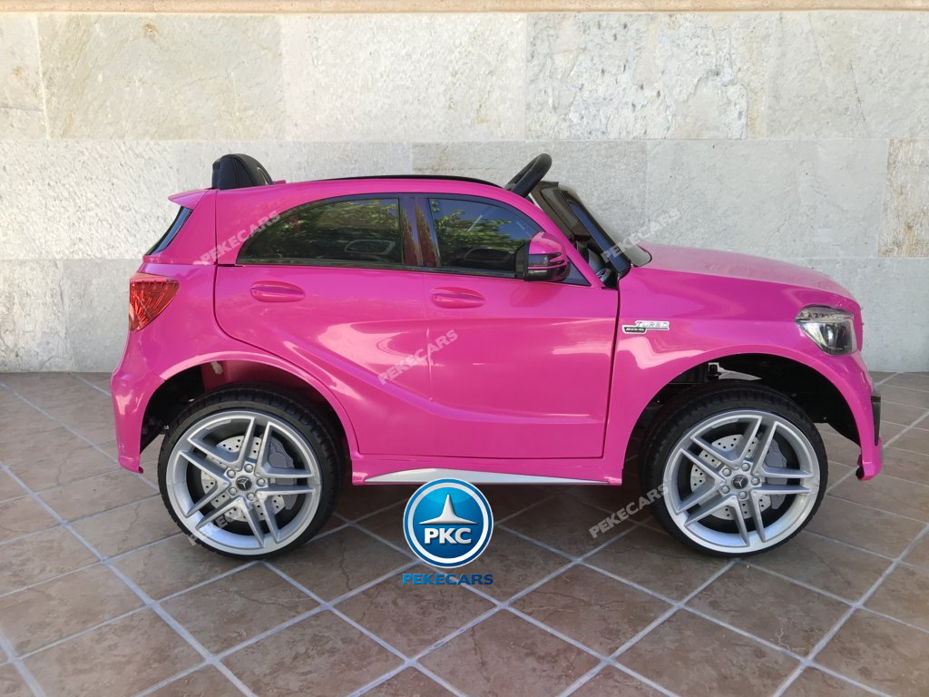 Coche electrico infantil mercedes a45 Rosa lateral