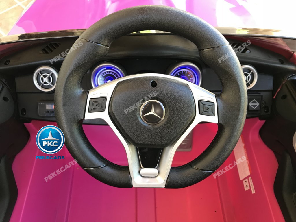Coche electrico para niños mercedes a45 Rosa volante con claxon y musica