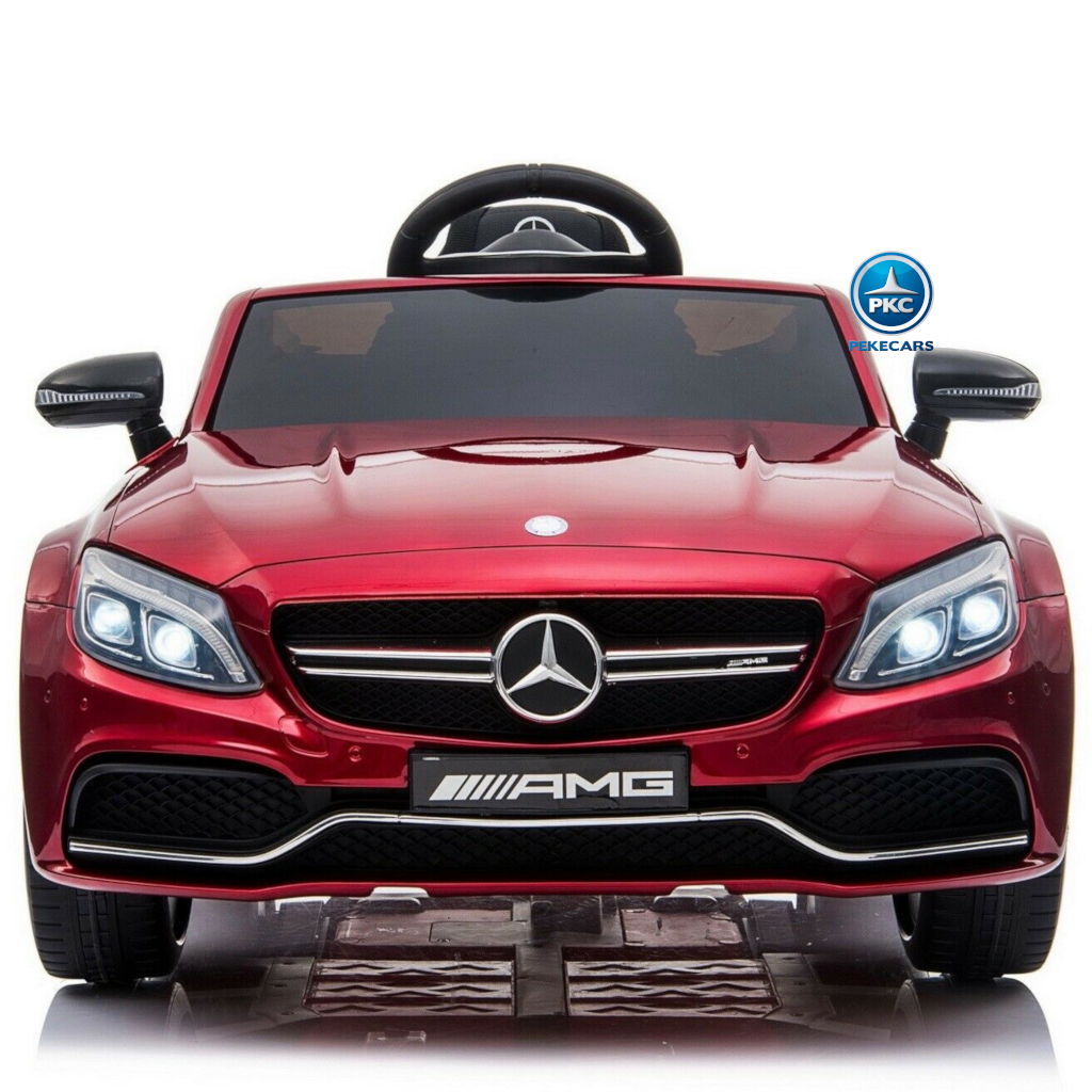 Coche electrico para niños Mercedes C63 Rojo Metalizado frontal