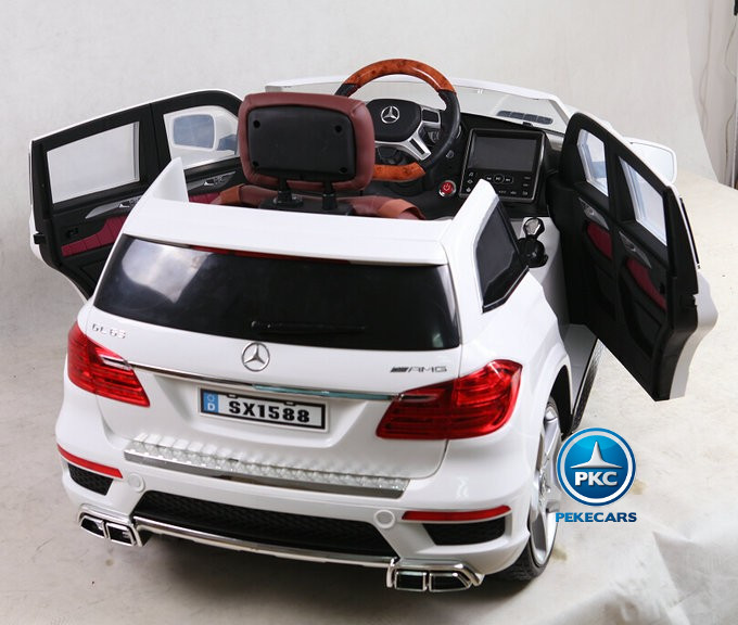 Coche electrico para niños Mercedes GL63 Version Superior Blanco detalles del interior