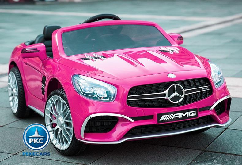 Coche electrico infantil Mercedes SL65 Rosa con ruedas de caucho antipinchazos