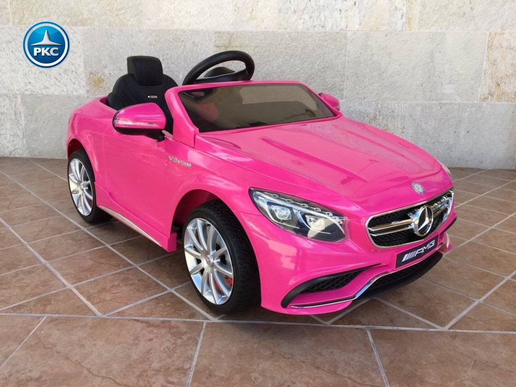 Mercedes S63 Rosa para niñas 12V con asiento en piel PEKECARS