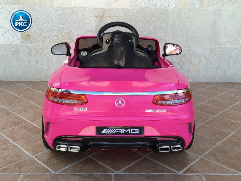 Mercedes S63 Rosa para niñas 12V con asiento en piel PEKECARS
