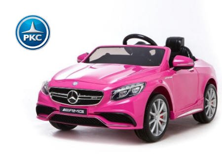 Mercedes S63 Rosa para niñas 12V con asiento en piel PEKECARS