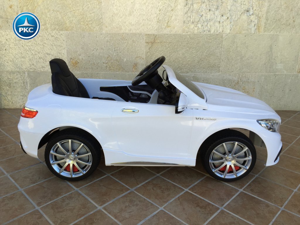 Coche electrico infantil Mercedes S63 Blanco lateral