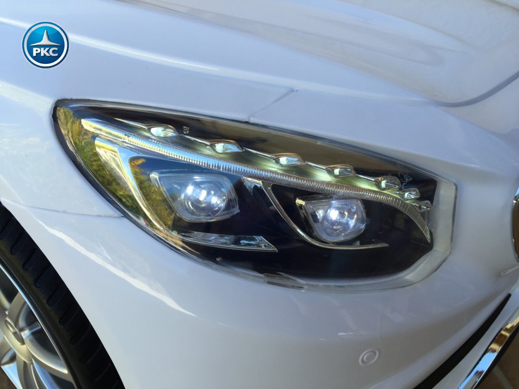 Coche electrico infantil Mercedes S63 Blanco luces frontales