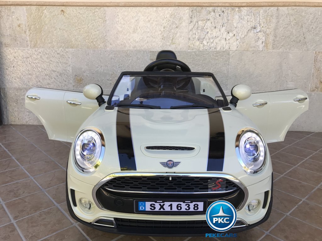 Coche electrico infantil Mini Style Beige vista frontal