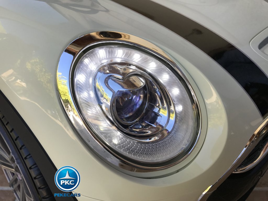 Coche electrico para niños Mini Style Beige luces frontales