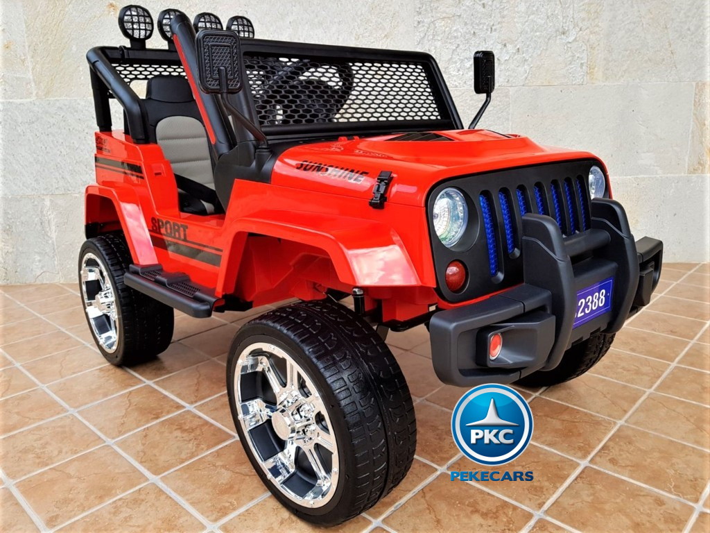 Coche electrico para niños Monster Jeep Rojo luces