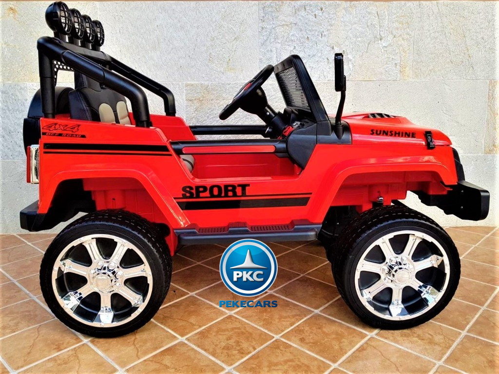 Coche electrico infantil Monster Jeep Rojo lateral