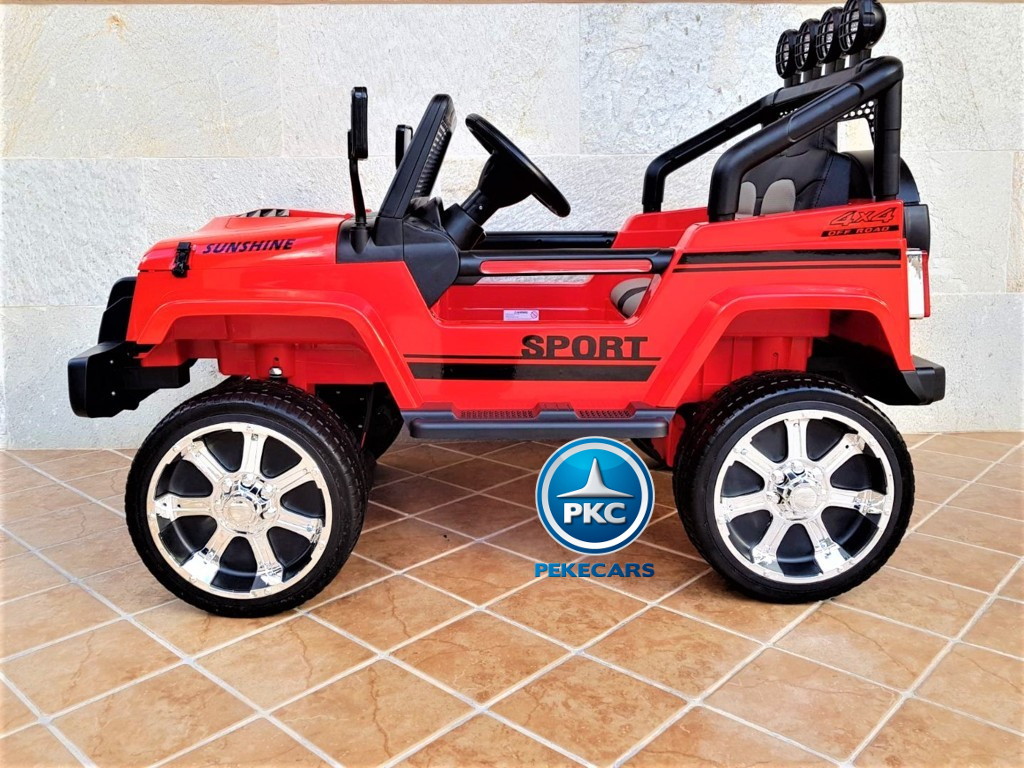 Coche electrico para niños Monster Jeep Rojo mando radiocontrol