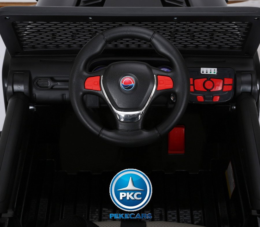 Coche electrico para niños Monster Jeep Negro volante