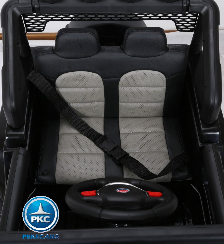 Coche electrico infantil Monster Jeep Negro cinturon de seguridad