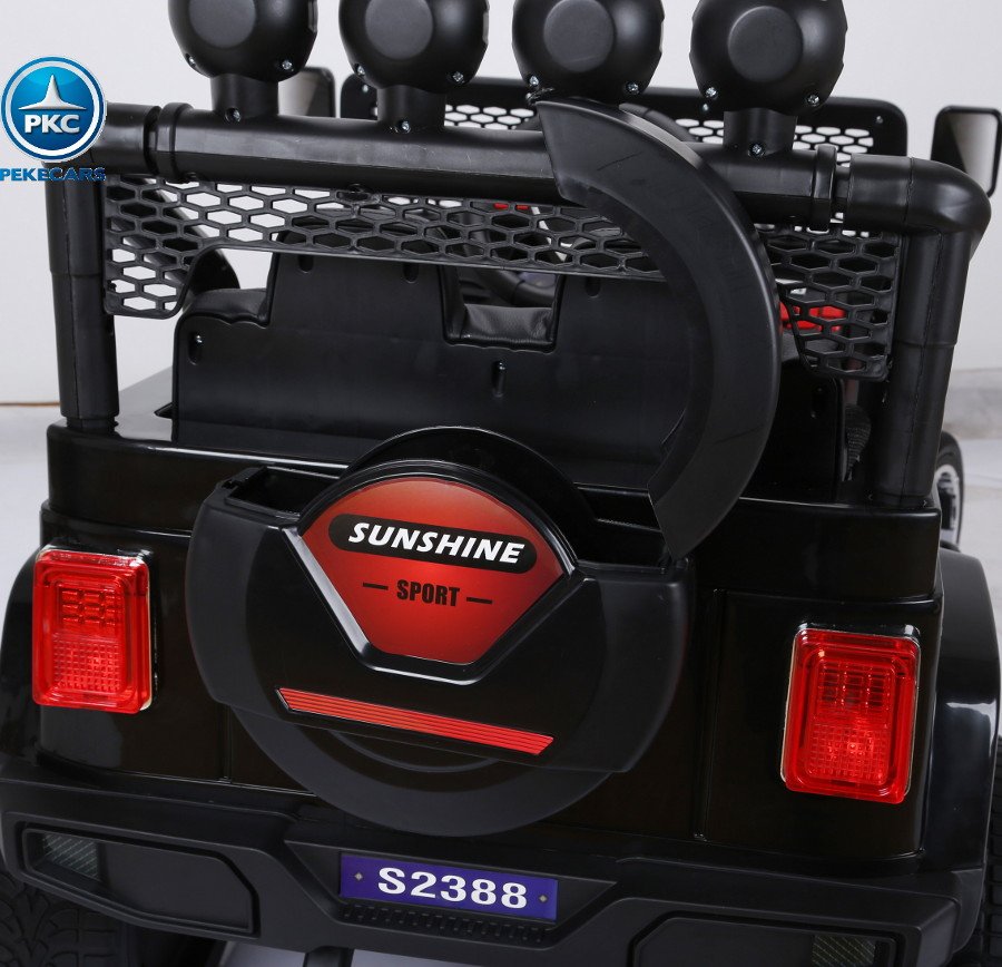 Coche electrico para niños Monster Jeep Negro maletero