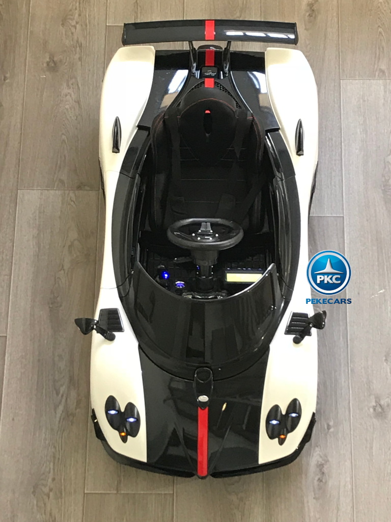 Coche electrico infantil Pagani Zonda Blanco visto desde arriba