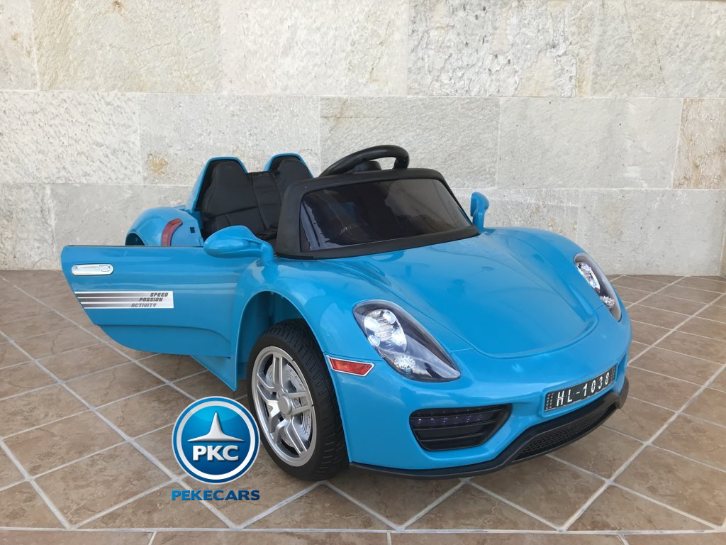 Coche electrico infantil Porsche style azul apertura de puertas