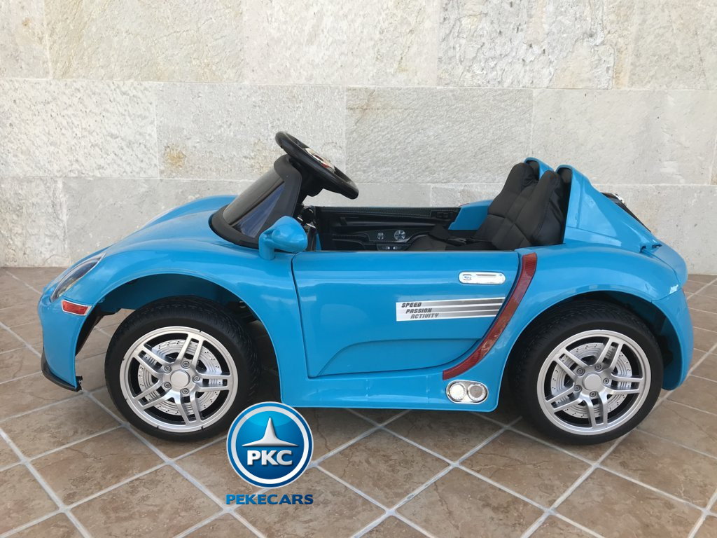 Coche electrico para niños Porsche style azul lateral