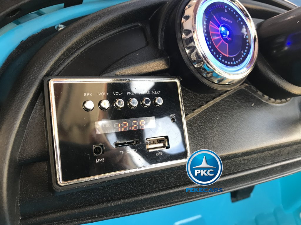 Coche electrico para niños Porsche style azul dashboard