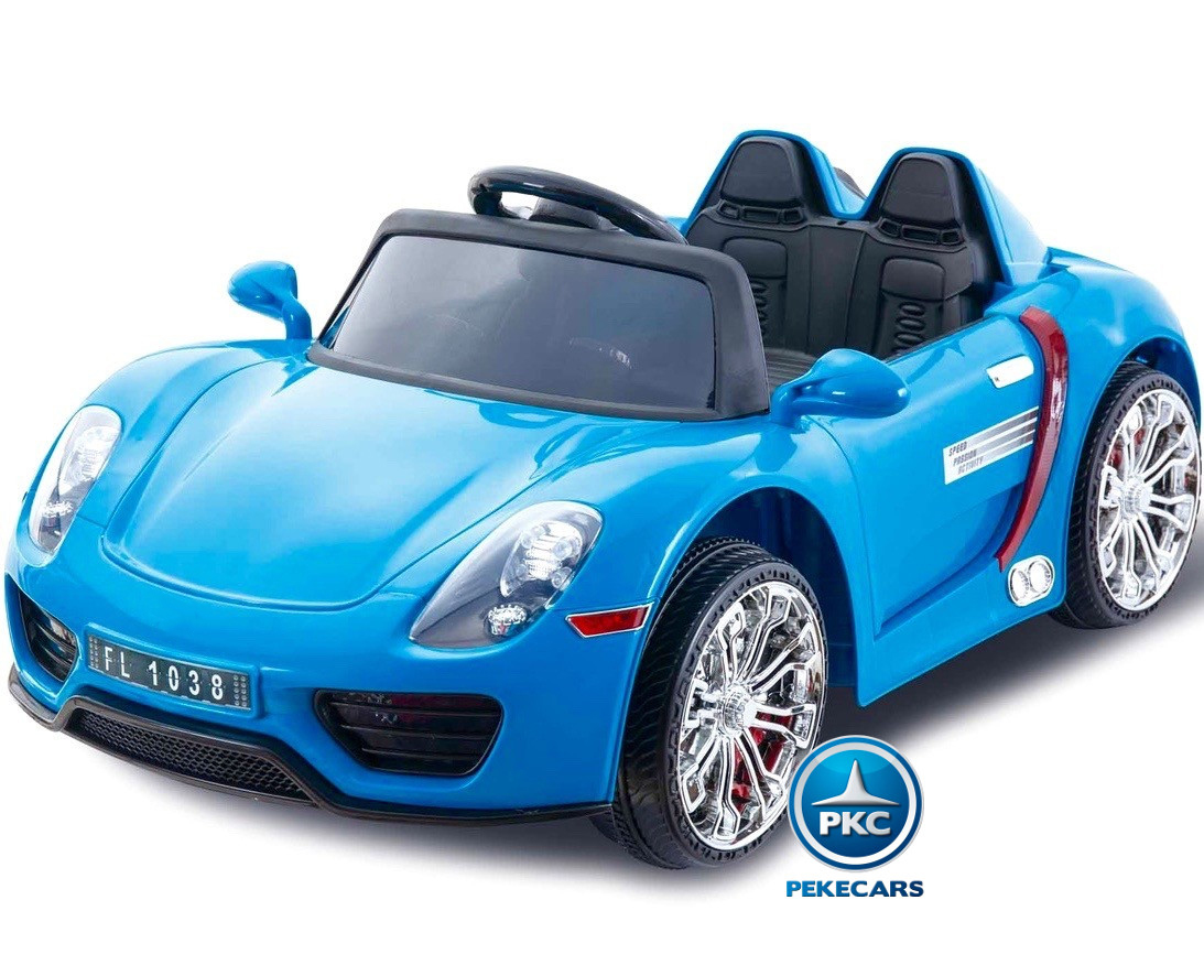 Coche electrico para niños Porsche style azul vista principal