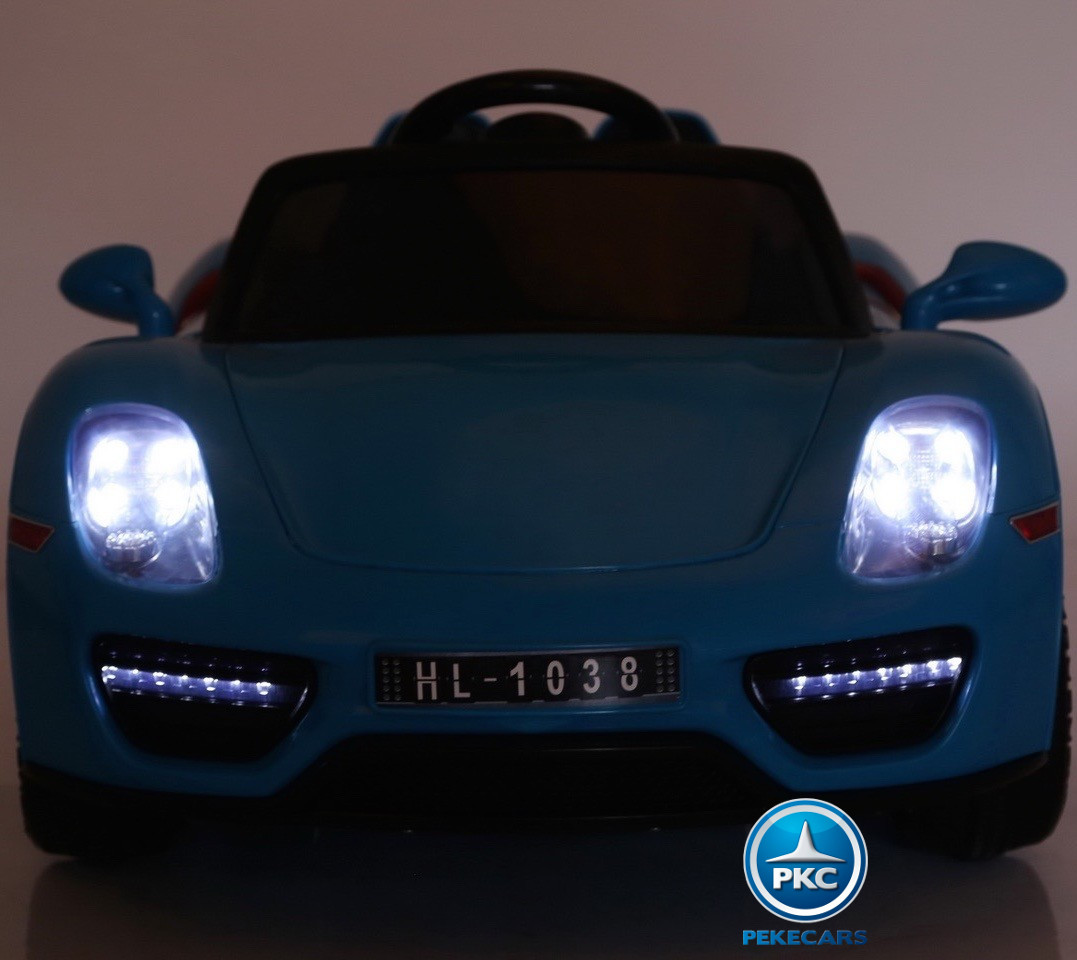 Coche electrico para niños Porsche style azul luces frontales