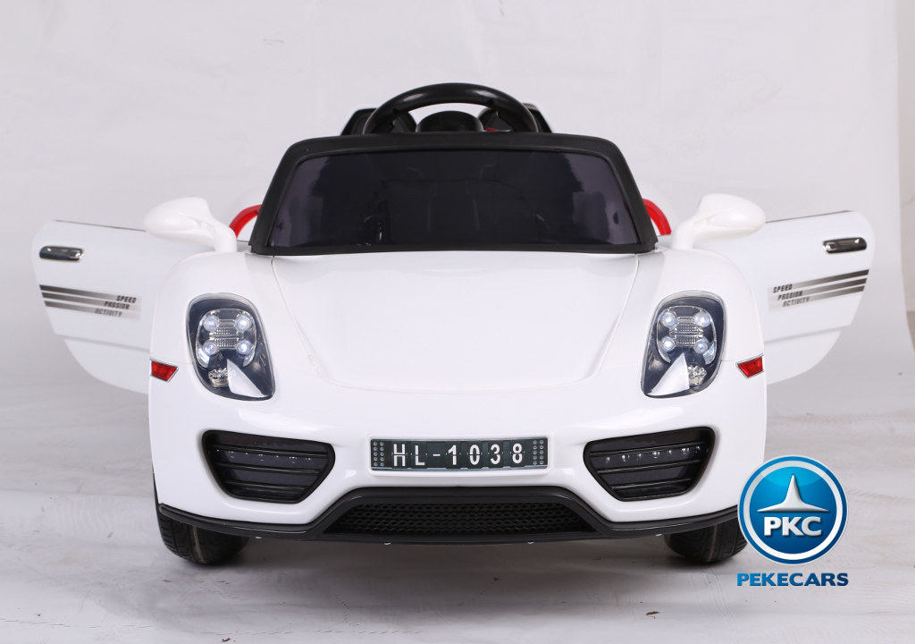 Coche electrico infantil Porsche style blanco apertura de puertas