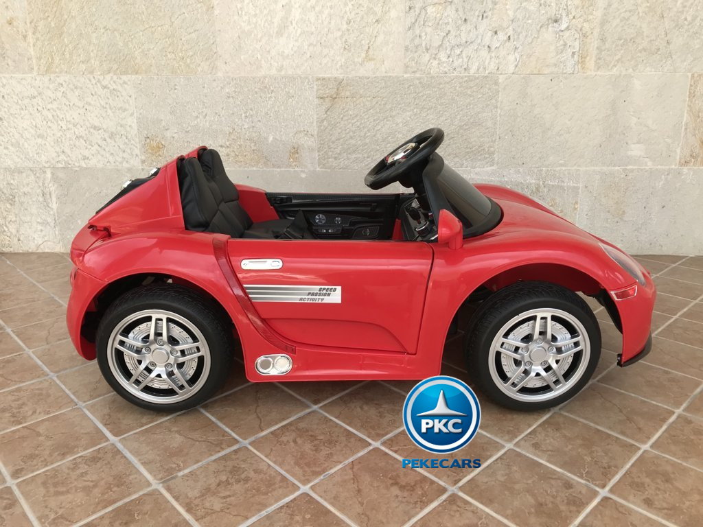 Coche electrico infantil Porsche style rojo vista lateral