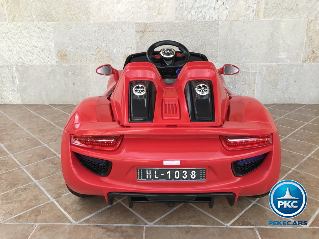 Coche electrico infantil Porsche style rojo vista trasera