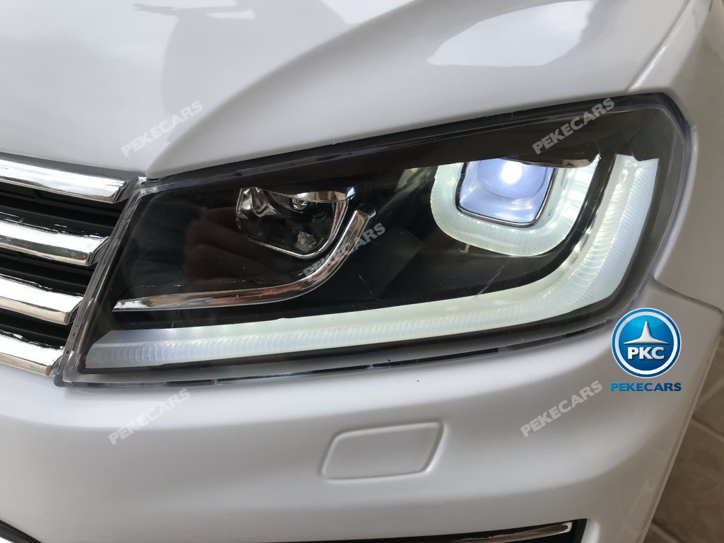 Coche electrico para niños Volkswagen Touareg Blanco luces frontales
