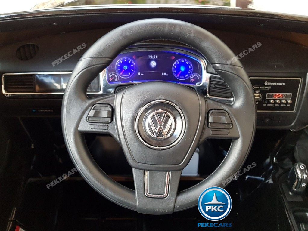 Coche electrico infantil Volkswagen Touareg Negro volante con musica y claxon