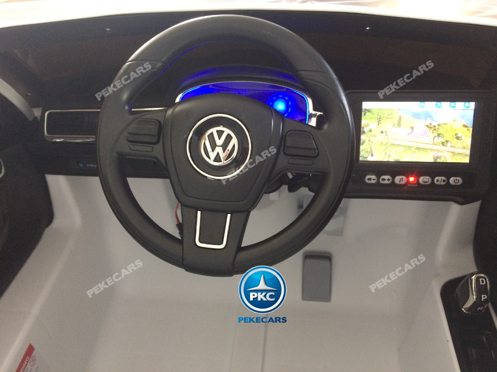 Coche electrico infantil Volkswagen Touareg MP4 Negro volante con musica y claxon