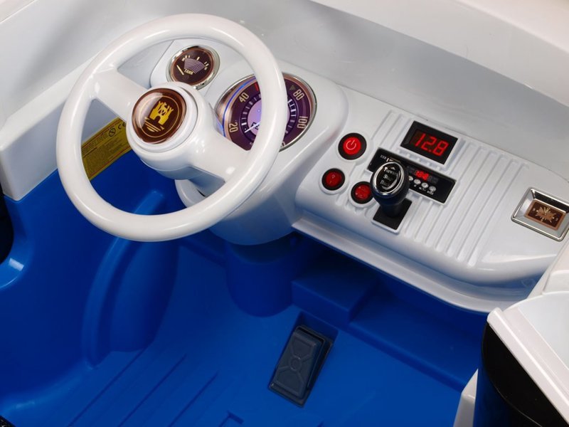 Furgoneta Volkswagen para niños 12V 2 Plazas Azul detalles del interior