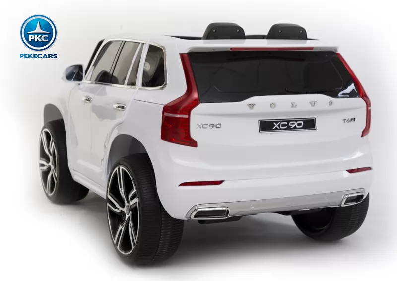 Coche eléctrico para niños Volvo XC90 blanco vista 3/4 trasera