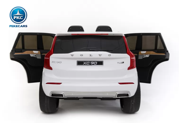 Coche eléctrico para niños Volvo XC90 blanco vista trasera puertas abiertas