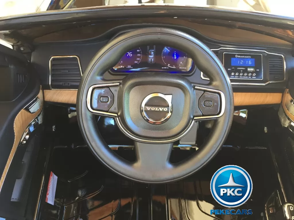 Coche electrico para niños Volvo XC90 Negro Metalizado volante con musica y claxon