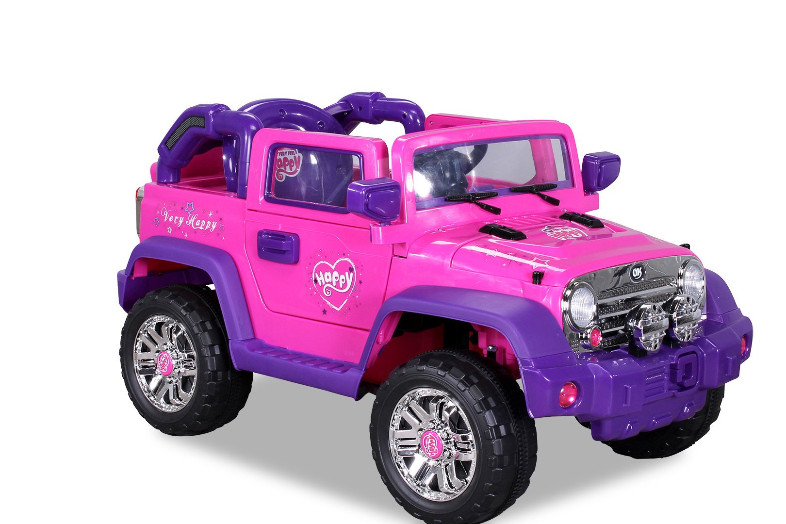Coche electrico infantil Jeep Wrangler Style Rosa asiento acolchado en piel