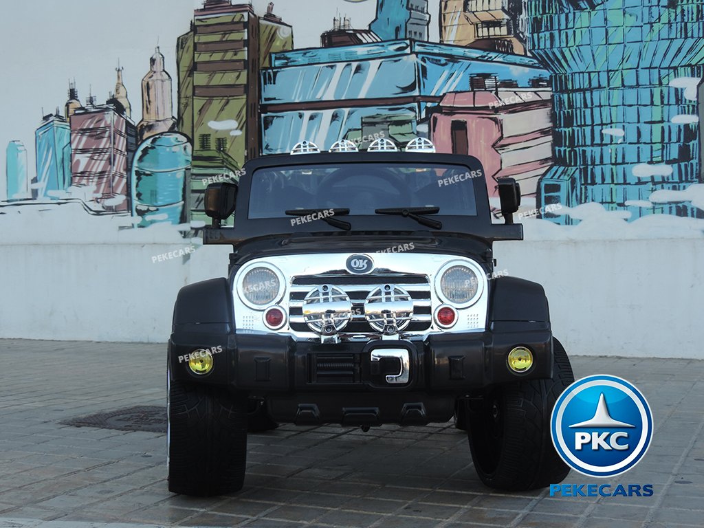 Coche electrico infantil Jeep Wrangler Style Negro vista frontal