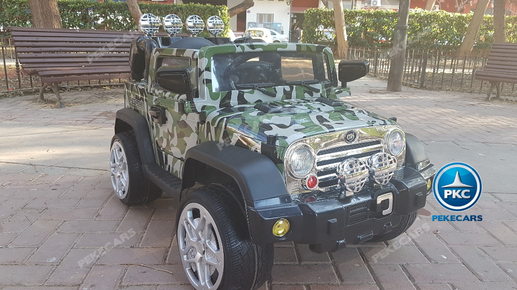 Coche electrico para niños Jeep Wrangler Style Verde Camuflaje vista principal