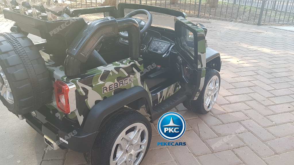 Coche electrico para niños Jeep Wrangler Style Verde Camuflaje con apertura de puertas