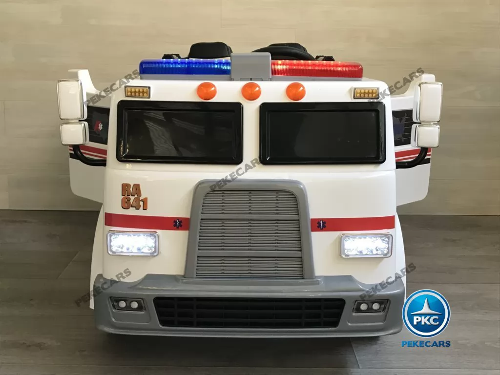 Ambulancia electrica para niños 2 plazas vista frontal